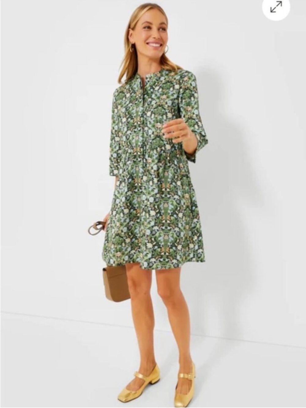 Tuckernuck Sage Deco Damask Royal Shirt Cotton Dress